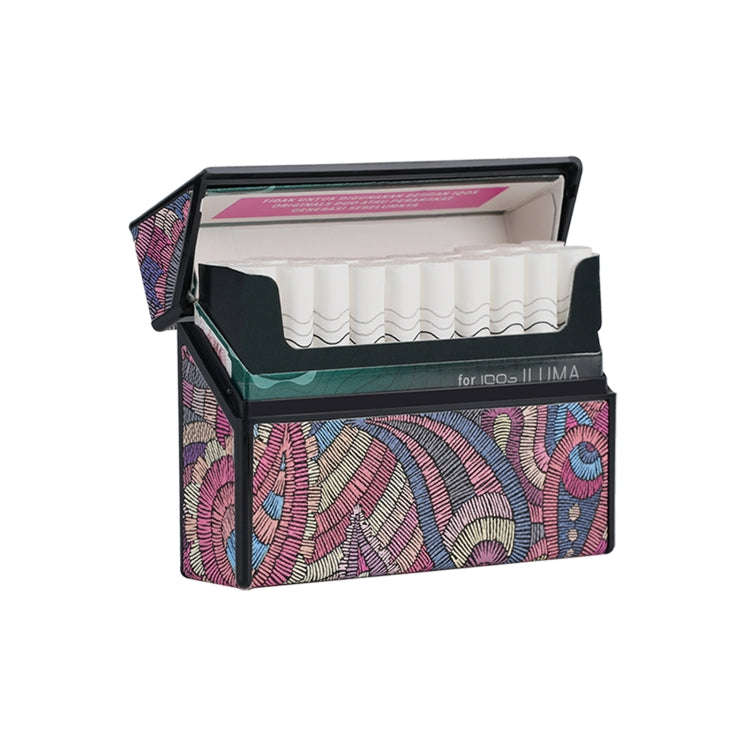 For IQOS Series Electronic Cigarette Grooved Leather PC Storage Box(Cashew Flower Purple)