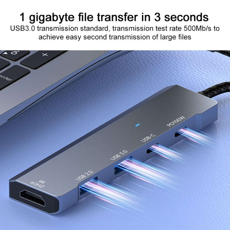 ADS-336 5 in 1 4K 60Hz HDMI, 2 x USB-C / Type-C, 2 x USB Multi-function HUB Expander(Dark Grey)