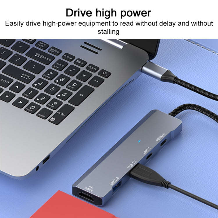 ADS-336 5 in 1 4K 60Hz HDMI, 2 x USB-C / Type-C, 2 x USB Multi-function HUB Expander(Dark Grey)