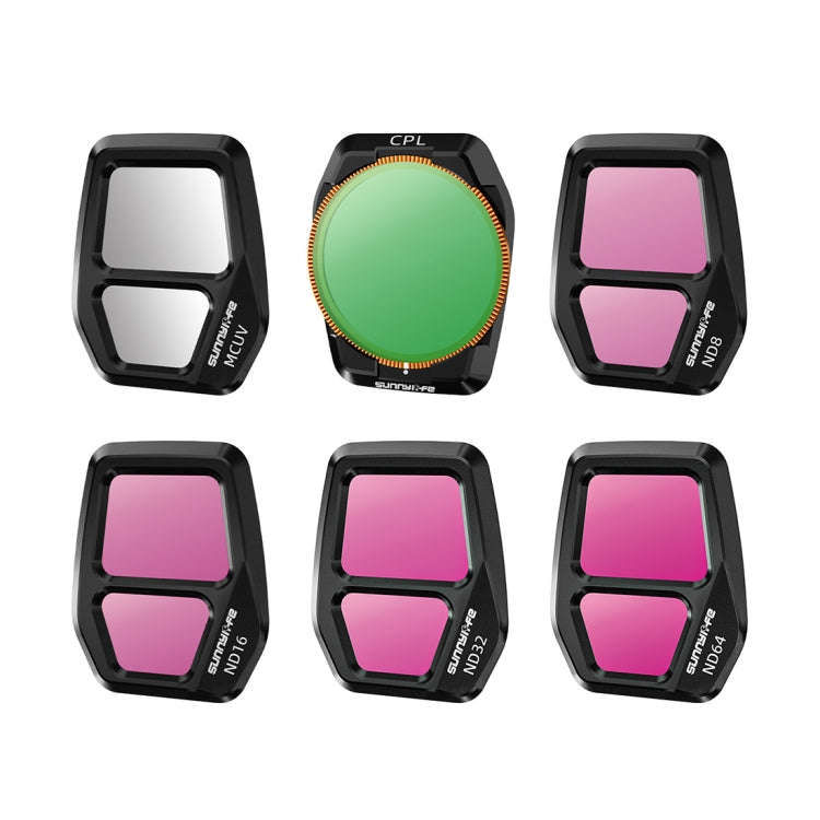 For DJI Air 3S Sunnylife Camera Lens Filter, Filter:6 in 1 UV CPL ND8-64