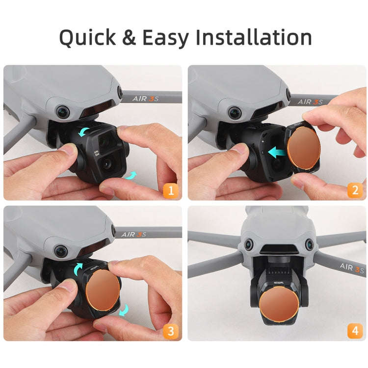 For DJI Air 3S Sunnylife Camera Lens Filter, Filter:4 in 1 UV CPL ND32 ND64