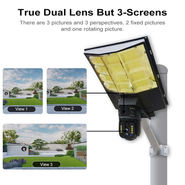 Solar Street Light with V380 4G WiFi 10X Dual-lens Monitoring HD Camera, Memory:64GB SD Card