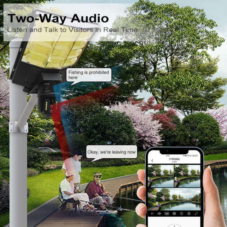 Solar Street Light with V380 4G WiFi 10X Dual-lens Monitoring HD Camera, Memory:64GB SD Card