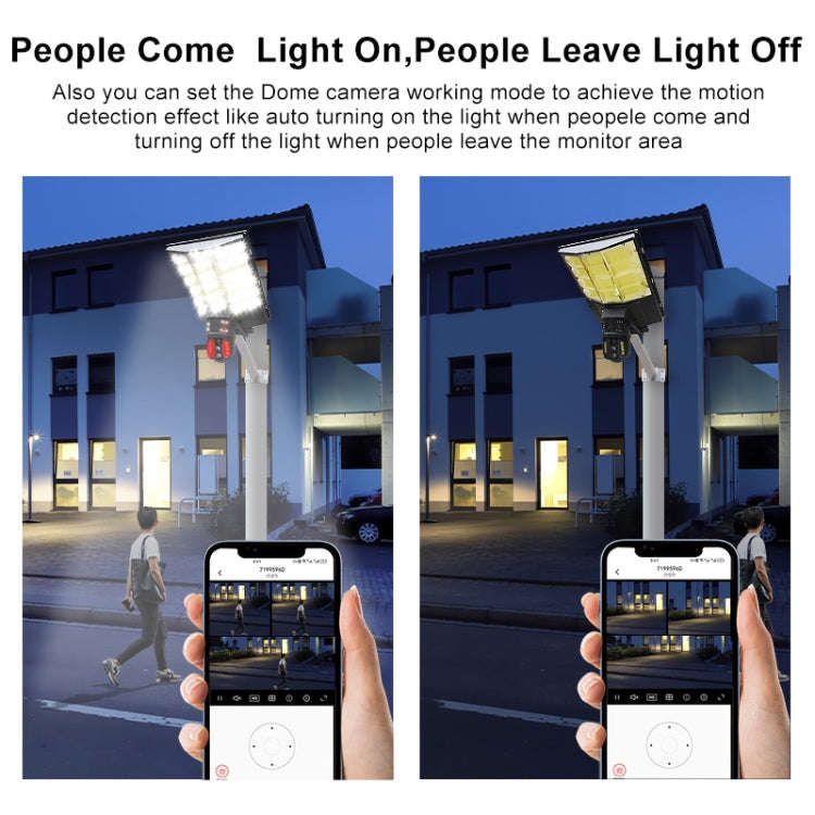 Solar Street Light with V380 4G WiFi 10X Dual-lens Monitoring HD Camera, Memory:64GB SD Card