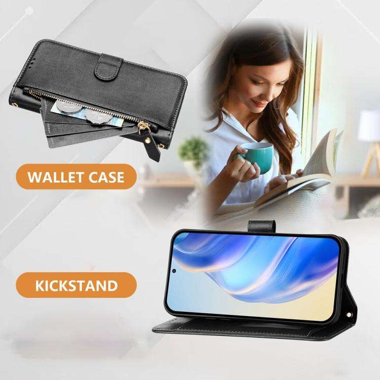For Motorola Edge 60 Fusion / Edge 5G 2025 Multi-Card Slots Zipper Wallet Leather Phone Case(Black)