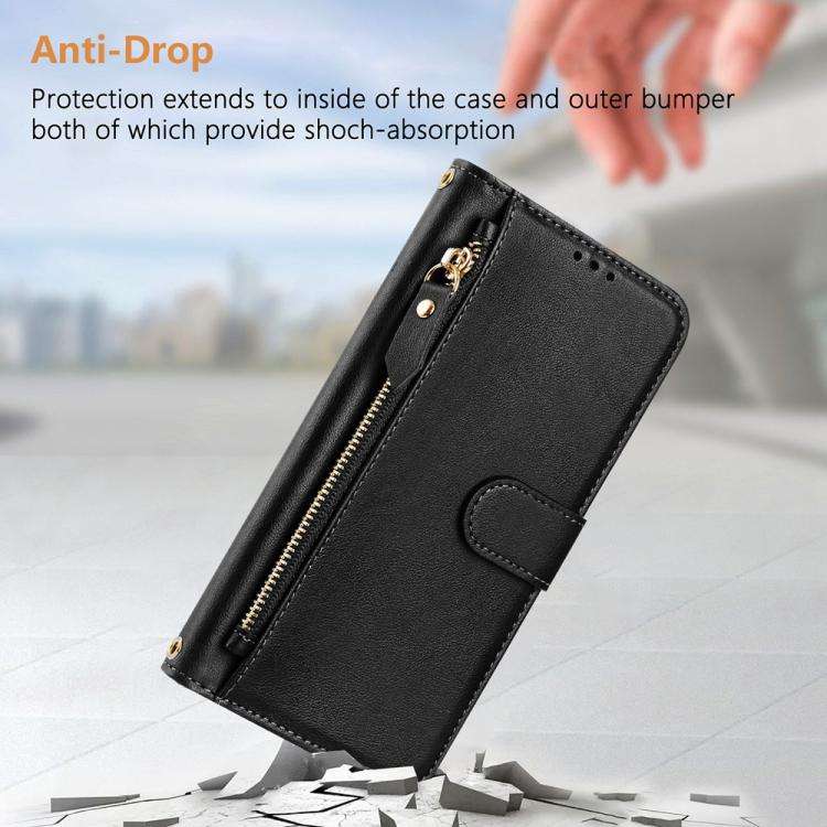 For Motorola Edge 60 Fusion / Edge 5G 2025 Multi-Card Slots Zipper Wallet Leather Phone Case(Black)