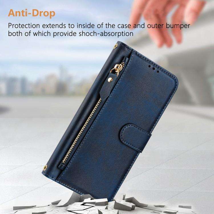 For Motorola Edge 60 Fusion / Edge 5G 2025 Multi-Card Slots Zipper Wallet Leather Phone Case(Blue)