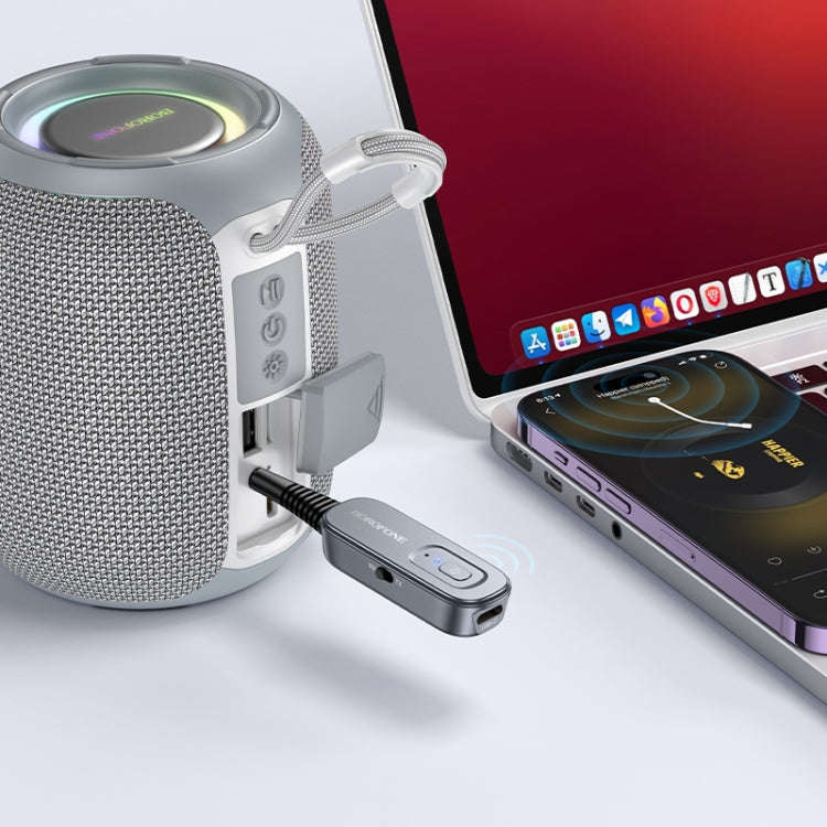 Borofone BC51 Clear Way AUX Bluetooth Audio Receiver & Transmitter(Tarnish)