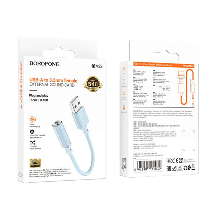 Borofone BV22 USB to 3.5mm External Sound Card(Blue)