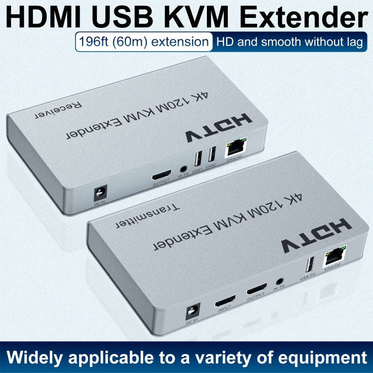 120m HDMI USB KVM 4K Network Extender, Plug:US Plug