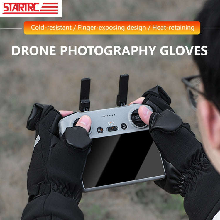 STARTRC Universal Drone Remote Control Photography Gloves Winter Warm Gloves, Size:L(Black)