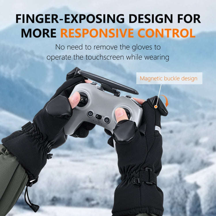 STARTRC Universal Drone Remote Control Photography Gloves Winter Warm Gloves, Size:L(Black)