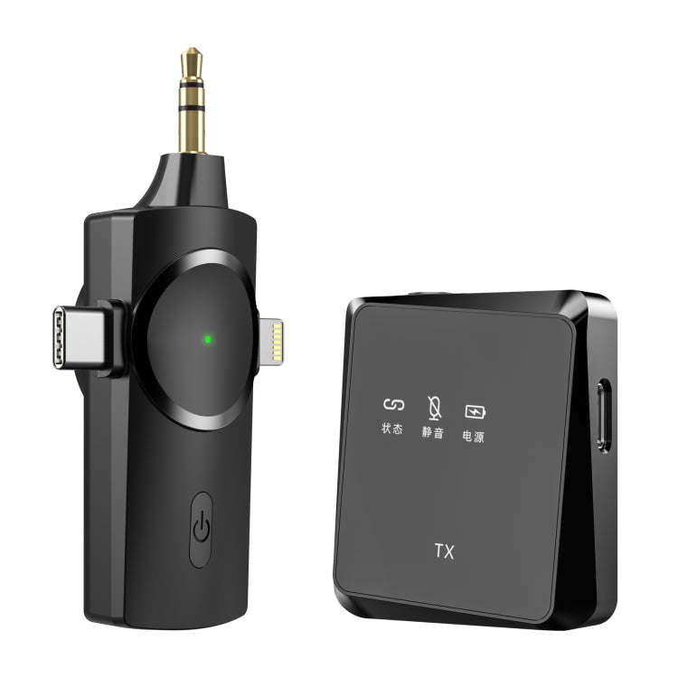 AP009 Wireless Lavalier Microphone with 3 in 1 Receiver(Black)