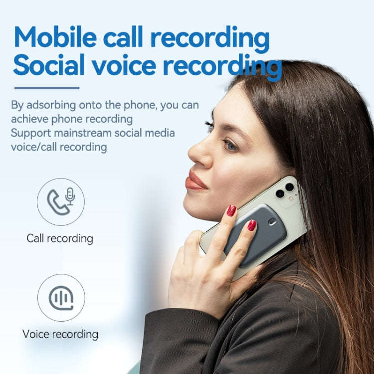 A1A Strong Magnetic Mobile Call Voice Recorder APP Recording Version, Memory:8GB(Black)
