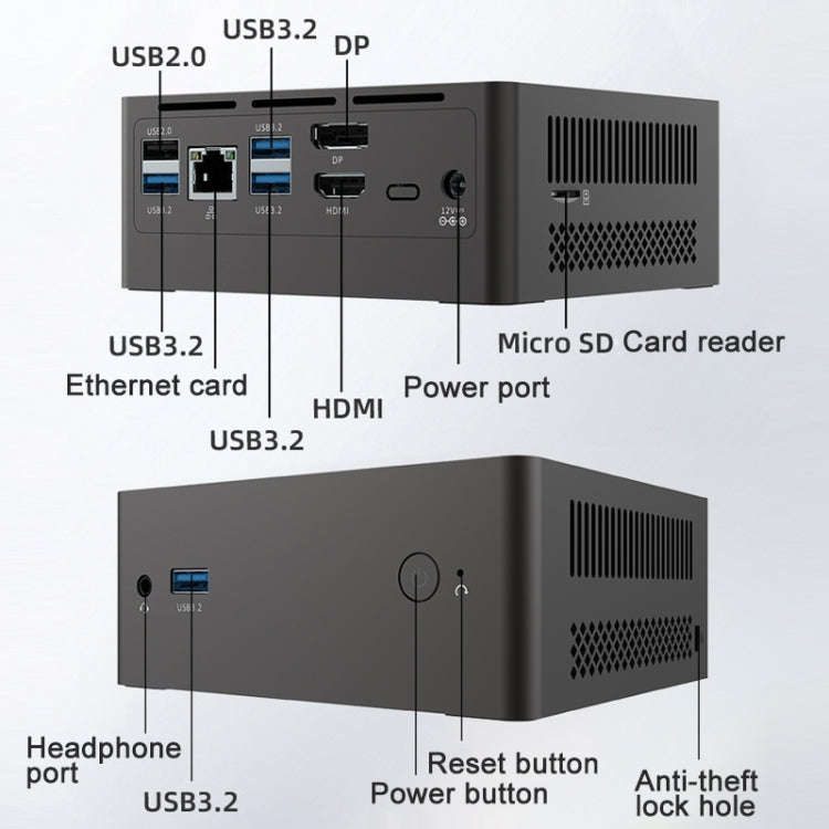 Jumper N305Hi Mini PC, Intel Alder Lake-N i3-N305 Octa-core 3.8GHz, RAM: 16GB, ROM: 512GB(US Plug)
