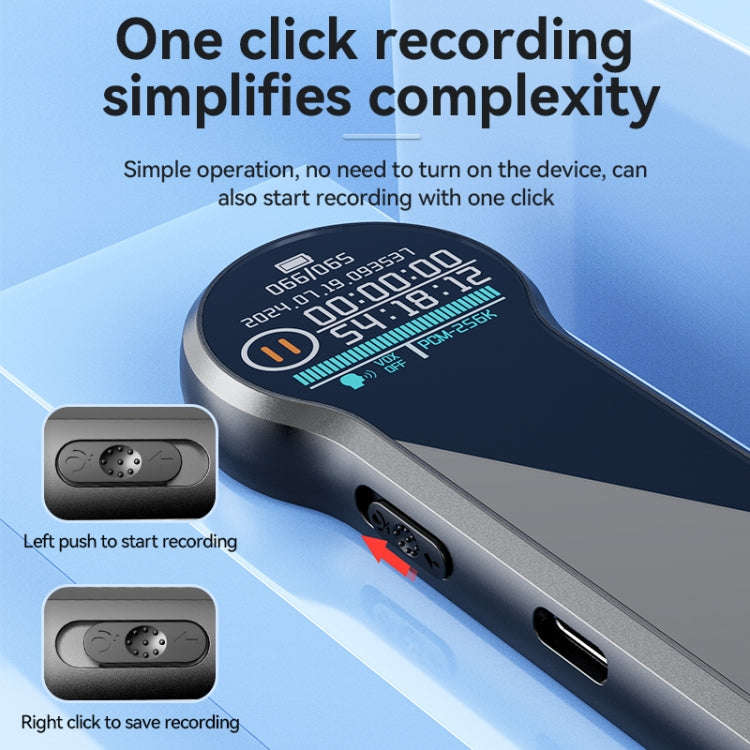 Q98 1 inch Color Screen HD Noise Reduction Voice Recording Pen, Memory:8GB(Black)