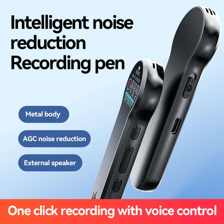 Q98 1 inch Color Screen HD Noise Reduction Voice Recording Pen, Memory:64GB(Black)