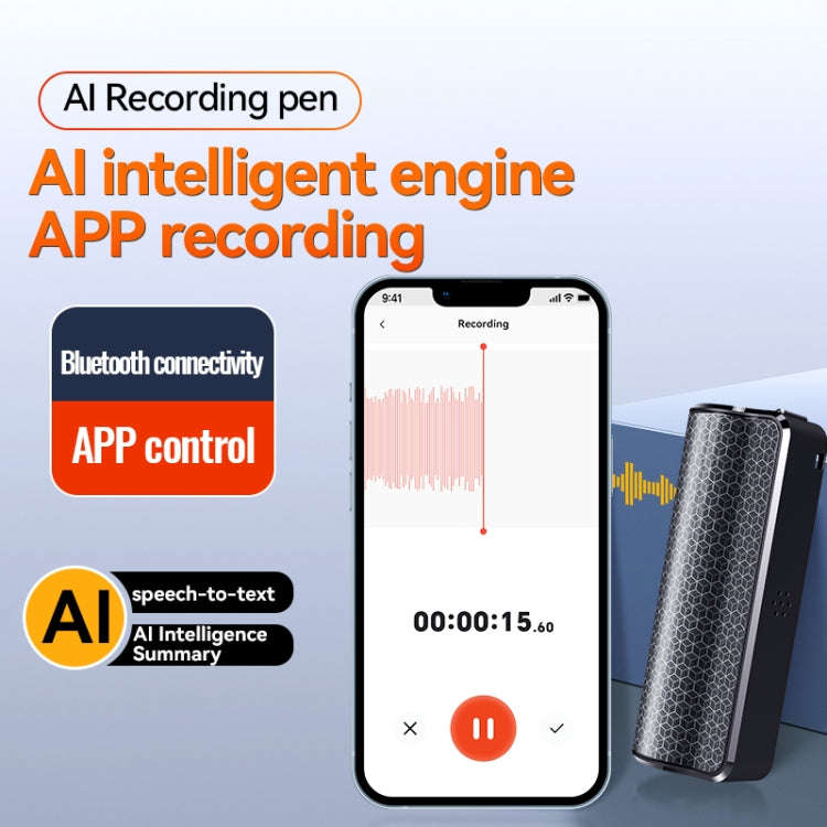 Q70A Magnetic Noise Reduction Voice Recording Pen Support APP Control, Memory:64GB(Black)