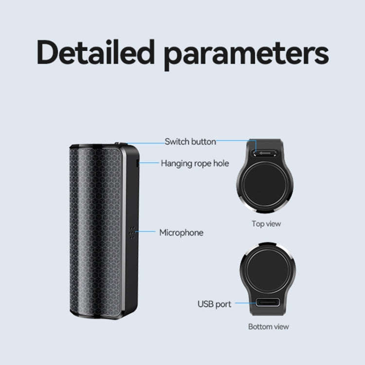 Q70A Magnetic Noise Reduction Voice Recording Pen Support APP Control, Memory:64GB(Black)