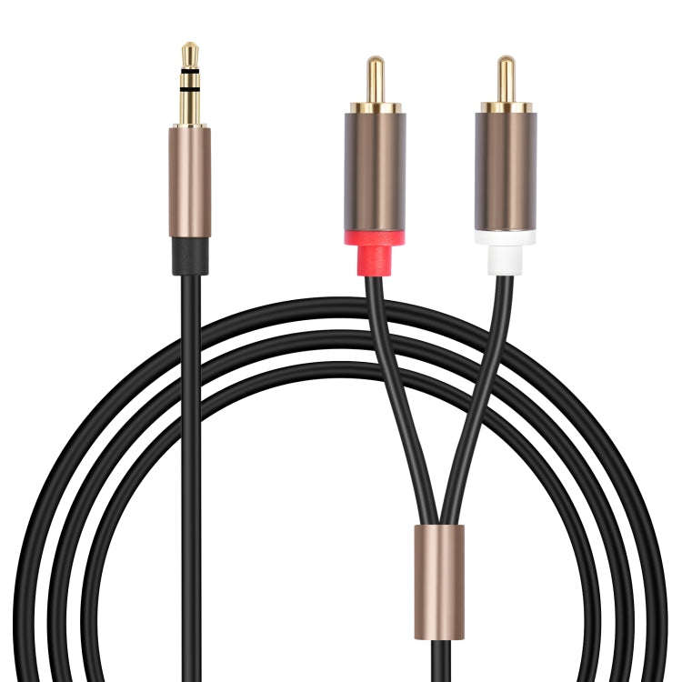 3.5mm Male to 2 RCA Male Audio Cable Amplifier Connector, Length:1m(Black Grey)