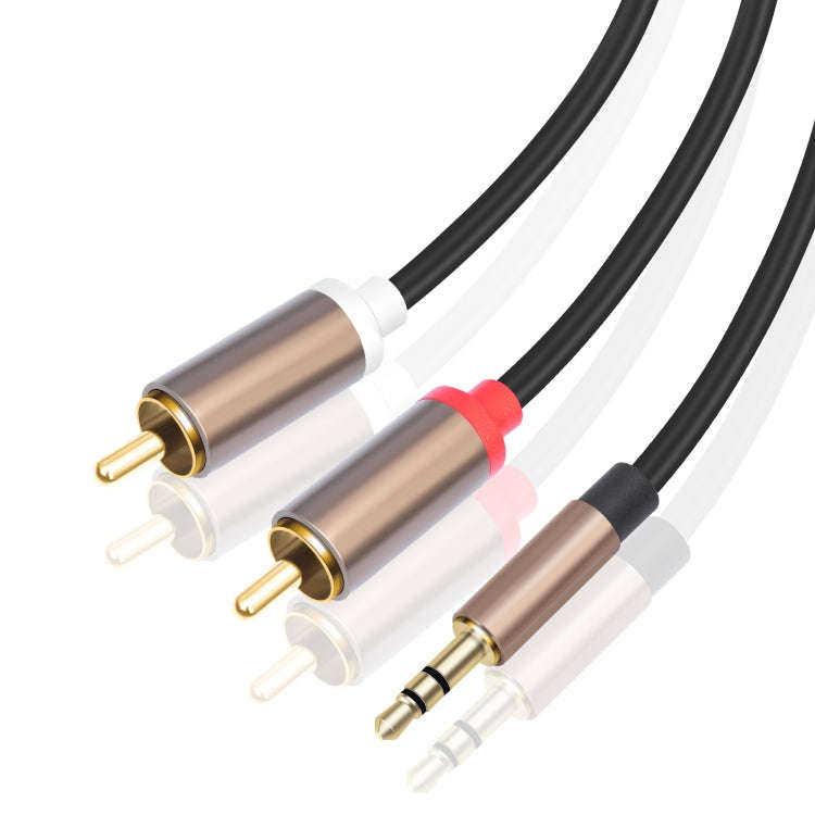 3.5mm Male to 2 RCA Male Audio Cable Amplifier Connector, Length:3m(Black Grey)