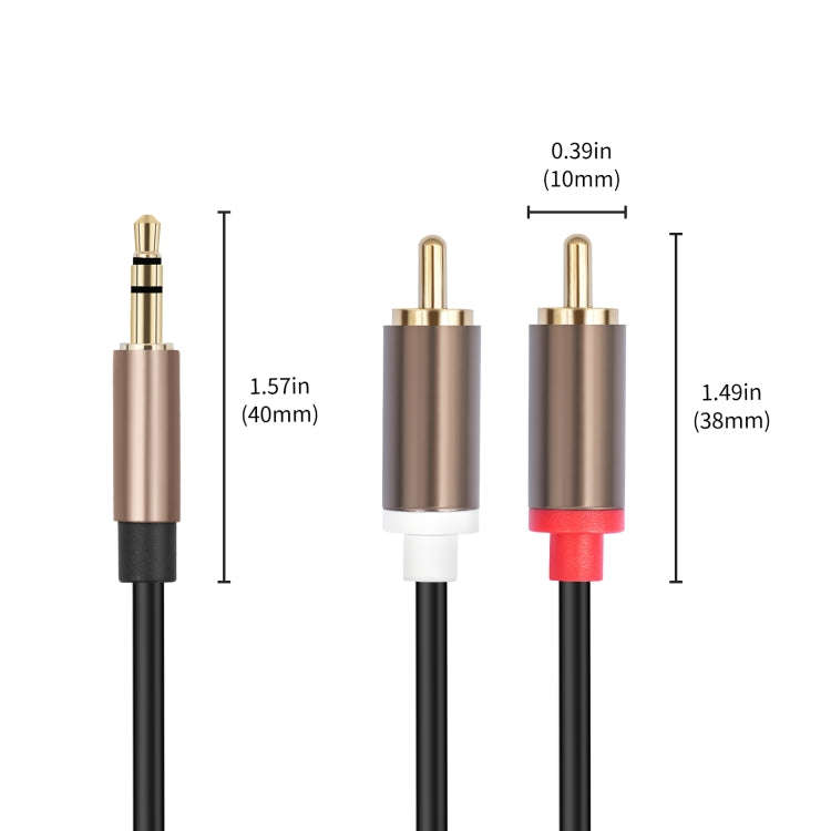 3.5mm Male to 2 RCA Male Audio Cable Amplifier Connector, Length:3m(Black Grey)