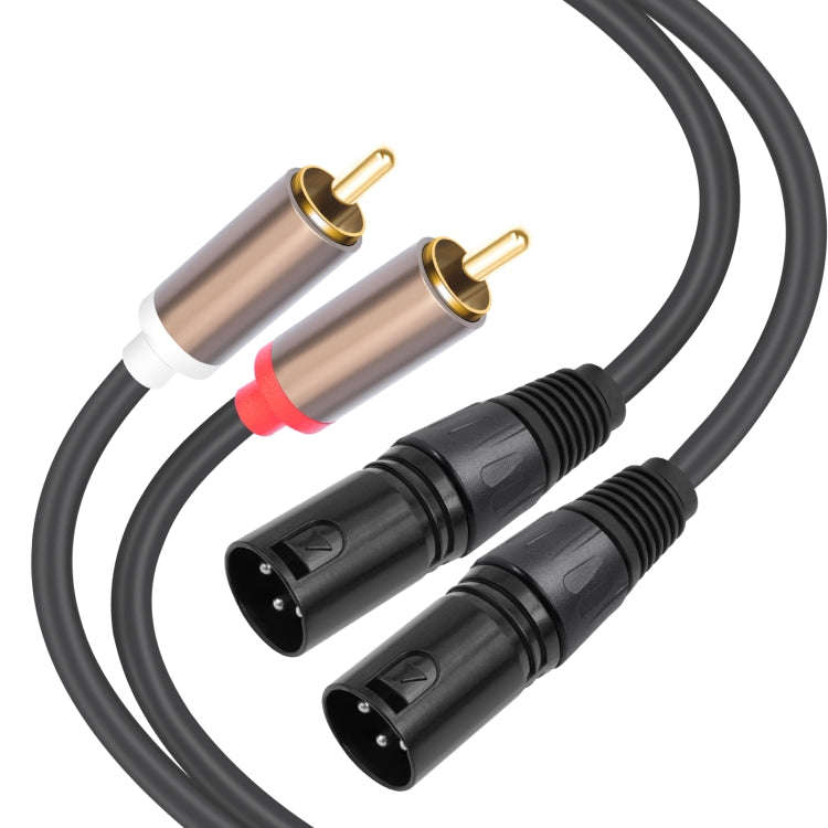 2 RCA Male to 2 XLR Male Audio Balance Cable, Length:3m(Black)