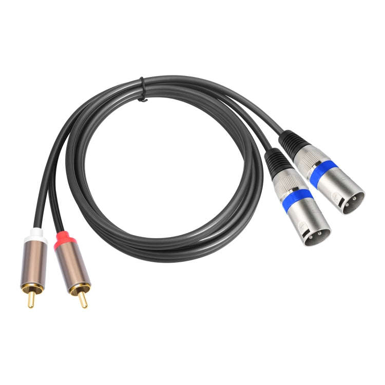 2 RCA Male to 2 XLR 3pin Male Audio Cable, Length:1.5m(Black Silver)