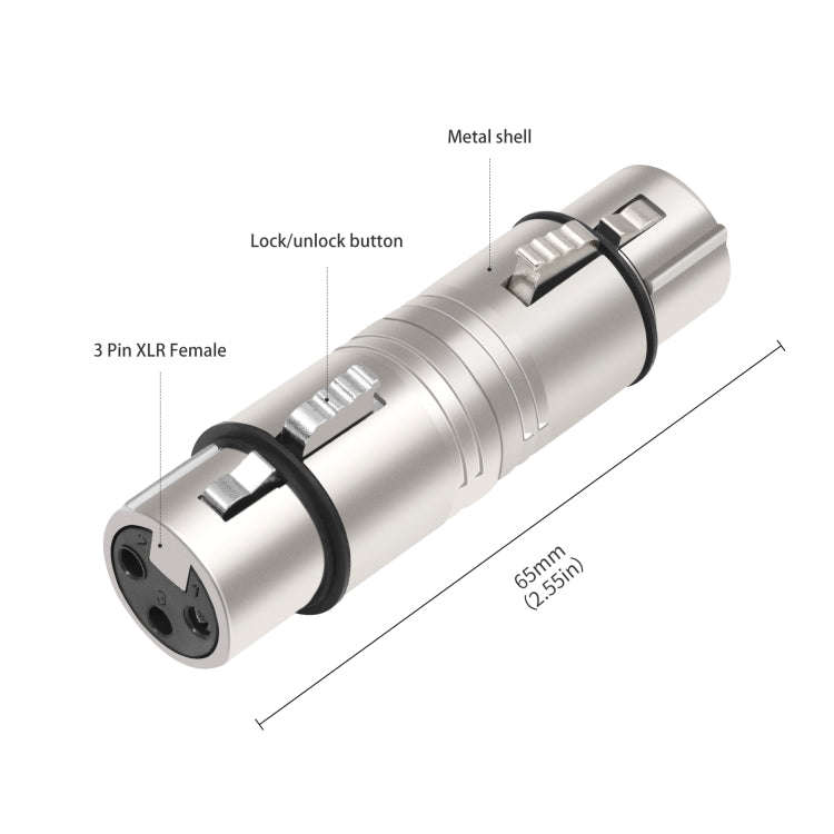 LZ1111 3Pin XLR Female to Female Adapter(Silver)