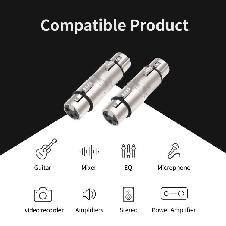 LZ1111 3Pin XLR Female to Female Adapter(Silver)