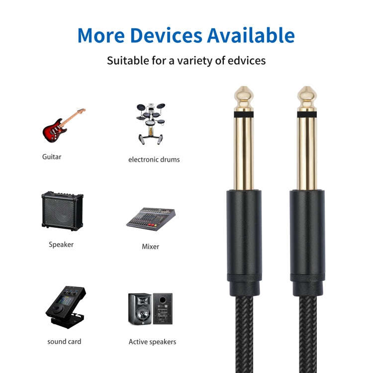 6.35mm 1/4 TRS Male to Male Electric Guitar Audio Cable, Length:5m