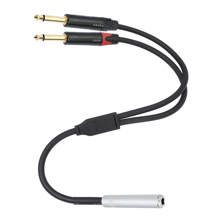 6.35mm 1/4 TRS Stereo Female to Dual Male Y-type Audio Cable, Length:50cm