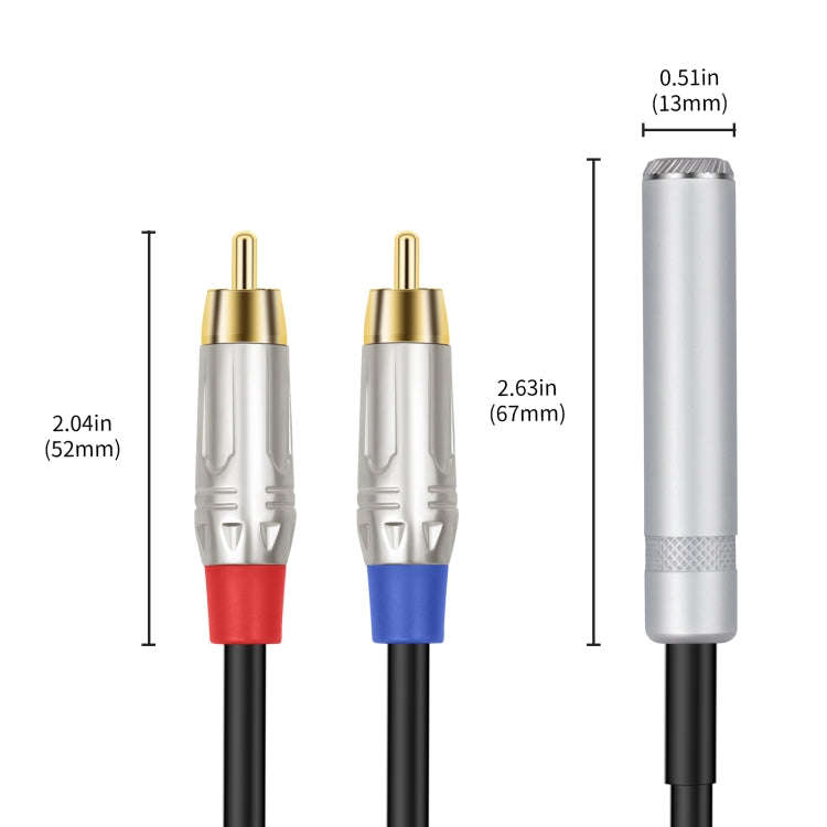 6.35mm 1/4 TRS Stereo Female to Dual RCA Male Y-type Audio Cable, Length:50cm