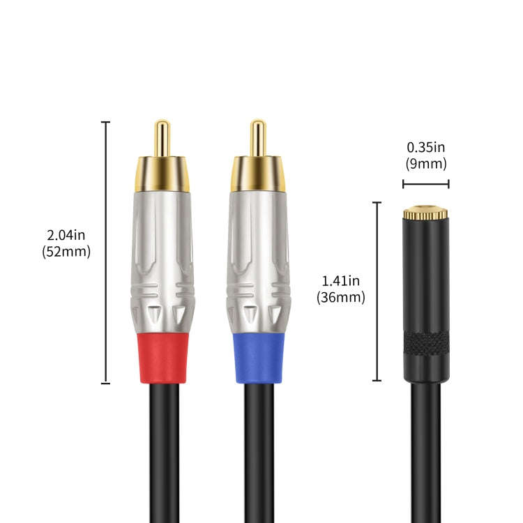 3.5mm 1/8 TRS Stereo Female to Dual RCA Male Y-type Audio Cable, Length:50cm