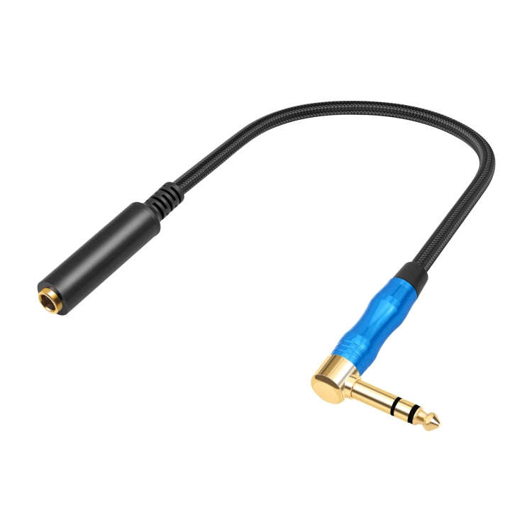 6.35mm 1/4 TRS Male Stereo Elbow to Female Electric Guitar Audio Cable, Length:0.3m(Black Blue)