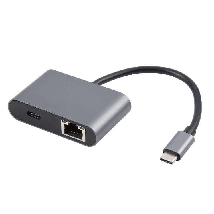 4 in 1 USB-C / Type-C 3.1 to RJ45, PD and USB x 2 Ethernet Adapter Cable(Grey)