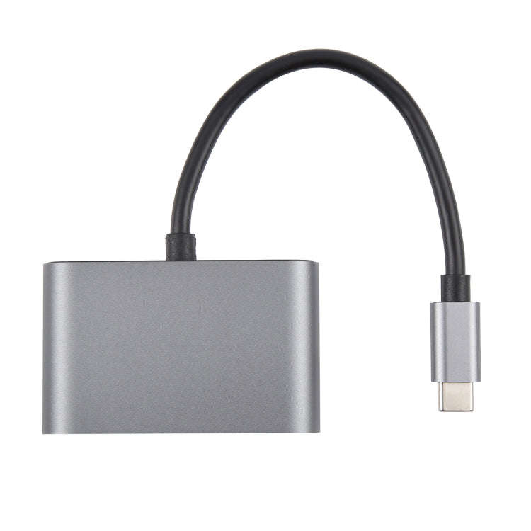 4 in 1 USB-C / Type-C 3.1 to RJ45, PD and USB x 2 Ethernet Adapter Cable(Grey)