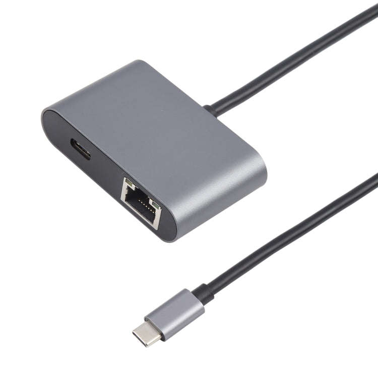 4 in 1 USB-C / Type-C 3.1 to RJ45, PD and USB x 2 Ethernet Adapter Cable(Grey)