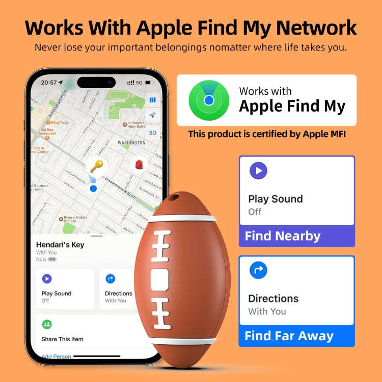 F6 Rugby Shape Global Location Tracker Anti-lost Device(Brown)