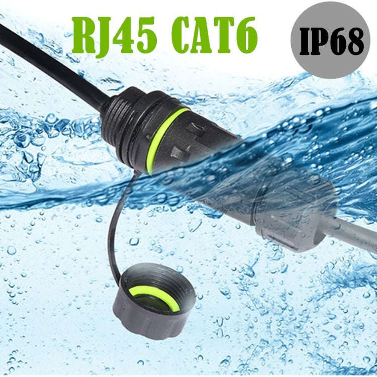 25cm RJ45 8P8C Male to Female IP68 CAT6 Ethernet Connector(Black)