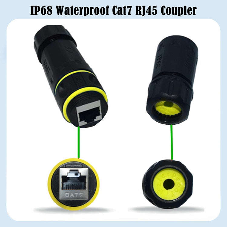 IP68 Waterproof Cat7 RJ45 Shielded Pure Copper Ethernet Coupler(Black)