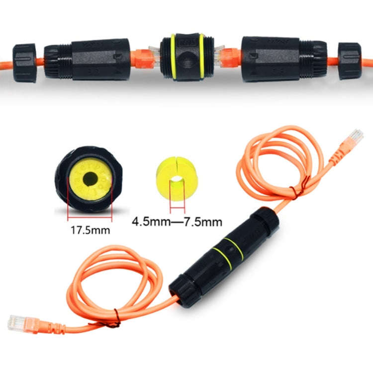 IP68 Waterproof Cat7 RJ45 Shielded Pure Copper Ethernet Coupler(Black)