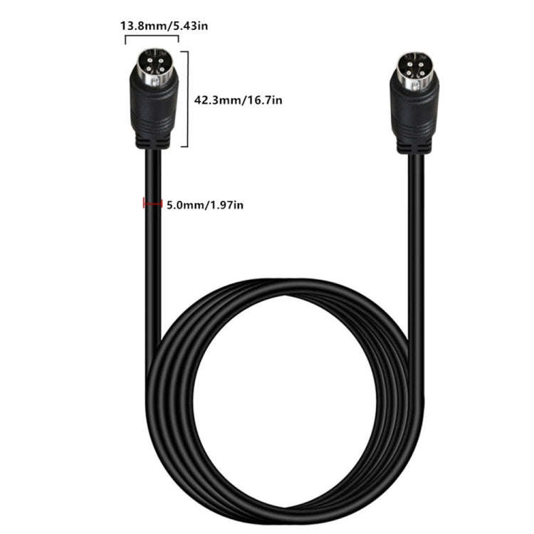 MD DIN 4 Pin Male to Male AC/DC Power Audio Adapter Cable, Length:1m(Black)