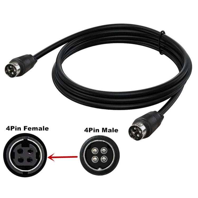 MD DIN 4 Pin Male to Male AC/DC Power Audio Adapter Cable, Length:1m(Black)