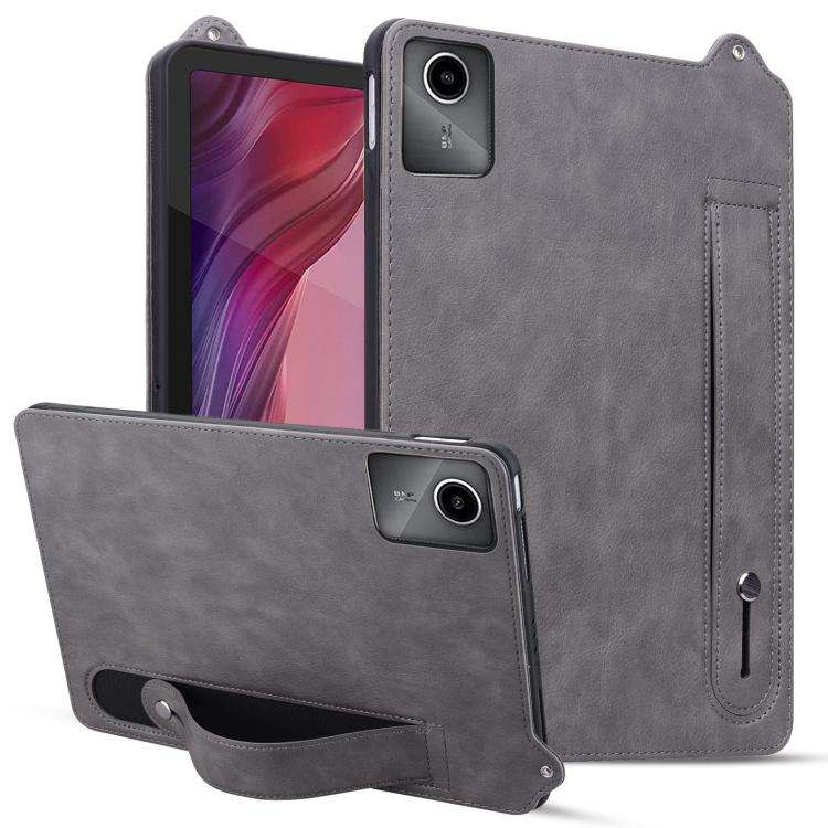 For Lenovo Xiaoxin Pad 11 2025 TPU Leather Back Tablet Case with Wristband(Grey)