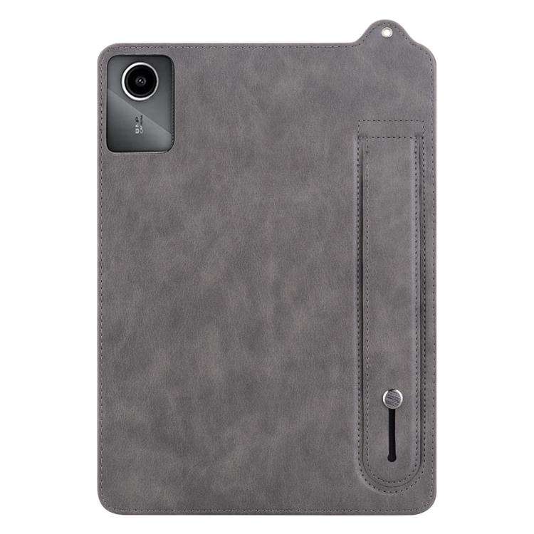 For Lenovo Xiaoxin Pad 11 2025 TPU Leather Back Tablet Case with Wristband(Grey)
