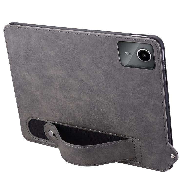 For Lenovo Xiaoxin Pad 11 2025 TPU Leather Back Tablet Case with Wristband(Grey)