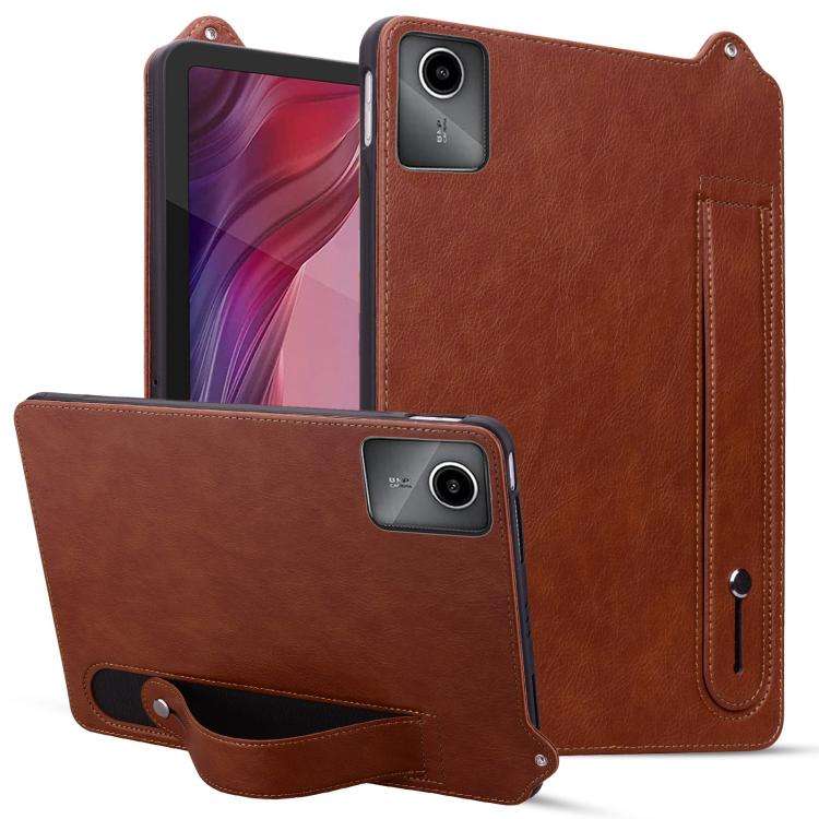For Lenovo Xiaoxin Pad 11 2025 TPU Leather Back Tablet Case with Wristband(Brown)