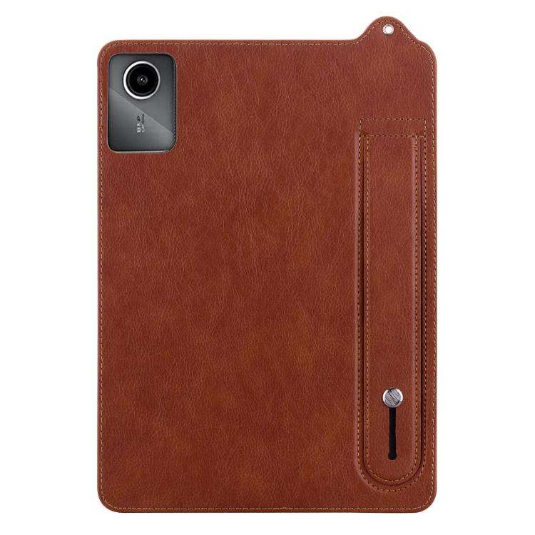 For Lenovo Xiaoxin Pad 11 2025 TPU Leather Back Tablet Case with Wristband(Brown)