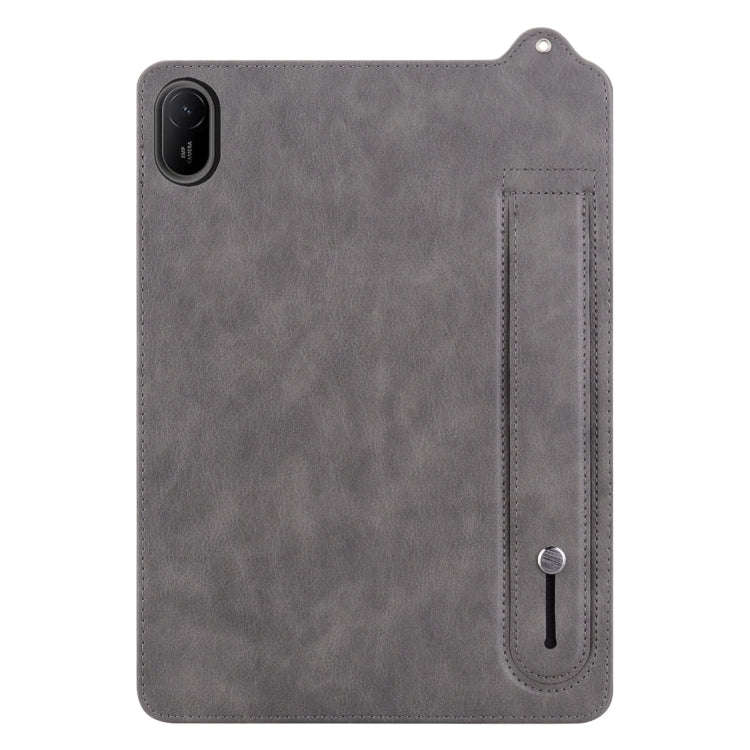 For Huawei MatePad SE 11 2024 TPU Leather Back Tablet Case with Wristband(Grey)
